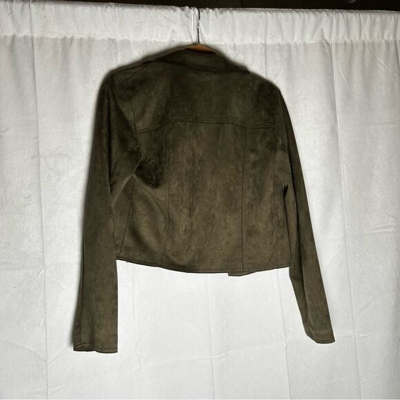 Anthropologie Green Faux Suede Moto Blazer Jacket Size Small - Picture 2 of 6
